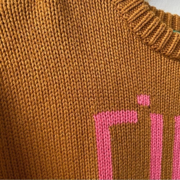 New Clare V Ciao Crewneck Pullover Crewneck Knit Sweater Gingernut Brown Small - Picture 8 of 15